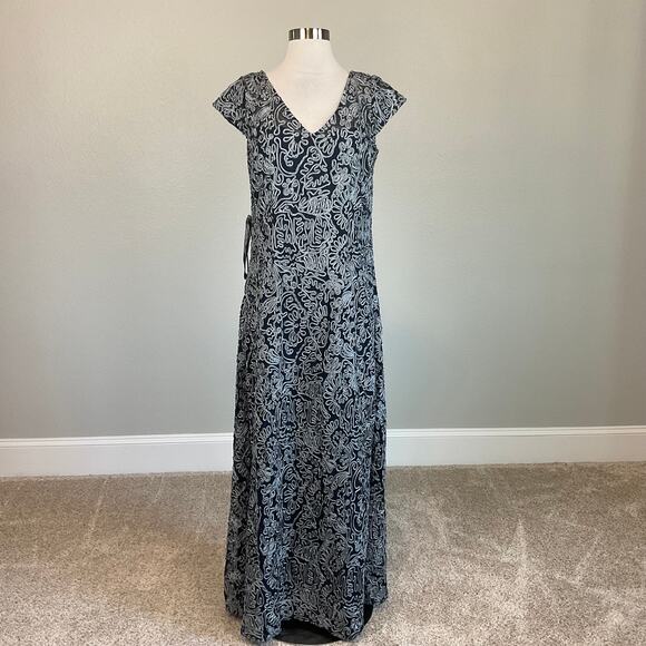 JS Collections Embroidered Lace Short Sleeve Evening Gown Blue Size 8 Dress - Picture 3 of 10